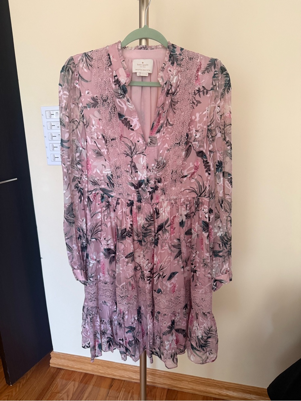 kate spade Pink Floral Long-Sleeve Tiered Dress